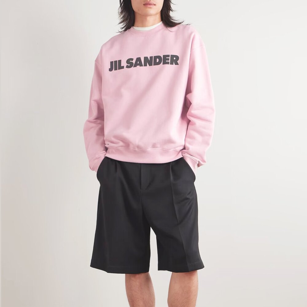 Jil Sander Long-sleeved cotton terry sweatshirt with printed Jil Sander logo